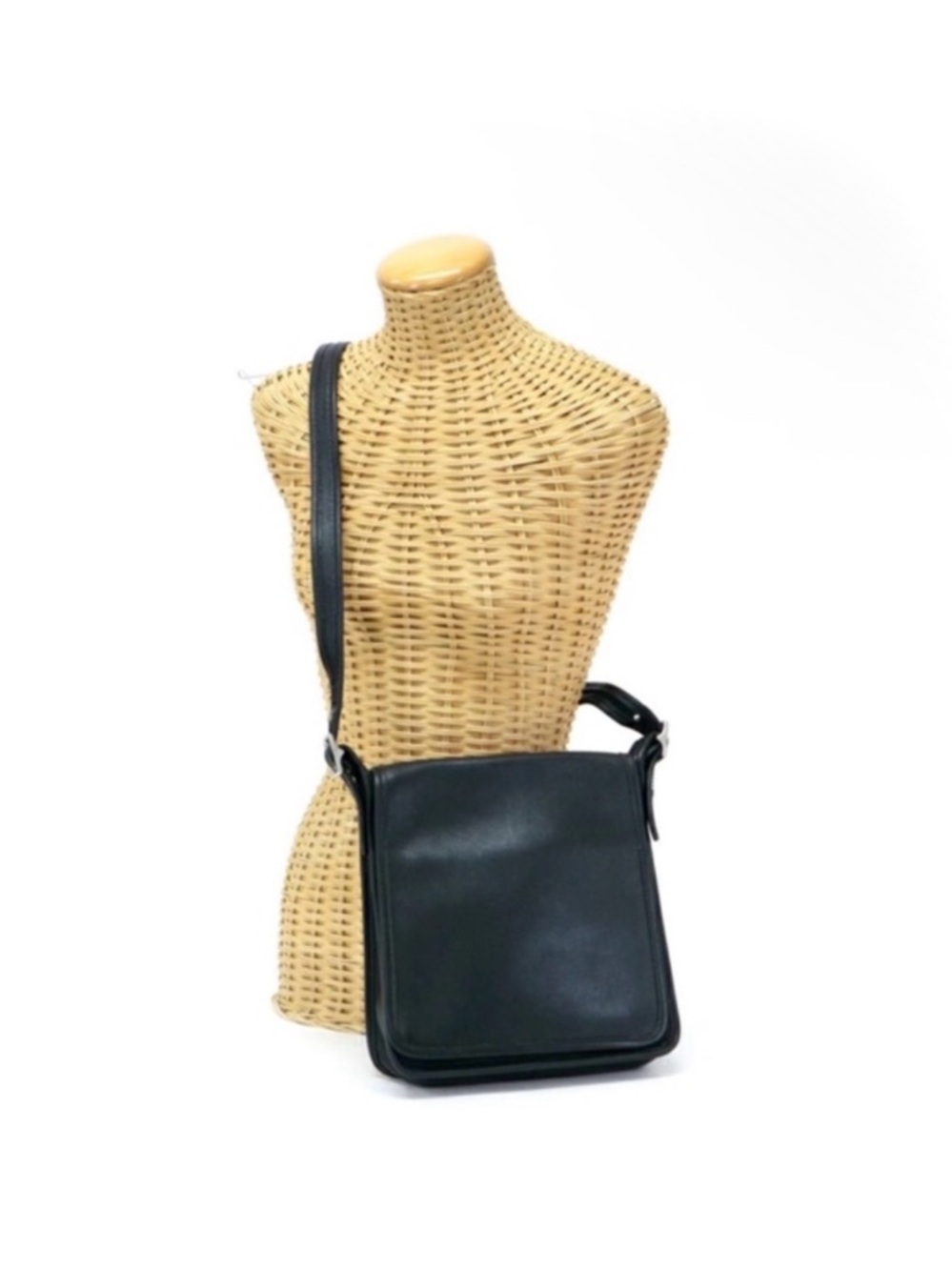 Vintage Coach Black Leather Crossbody Bag